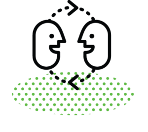 Icon showing two heads talking