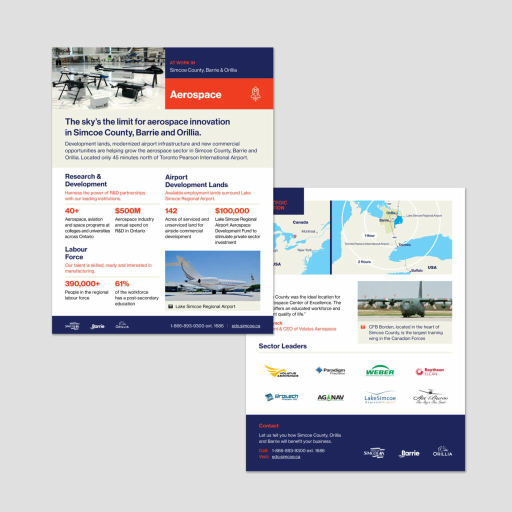 Simcoe, Barrie and Orillia Economic Development Aerospace Sector Profile Design